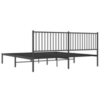 Bedframe met hoofdbord metaal zwart 193x203 cm - thumbnail