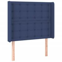 Hoofdbord met randen 93x16x118/128 cm stof blauw - thumbnail