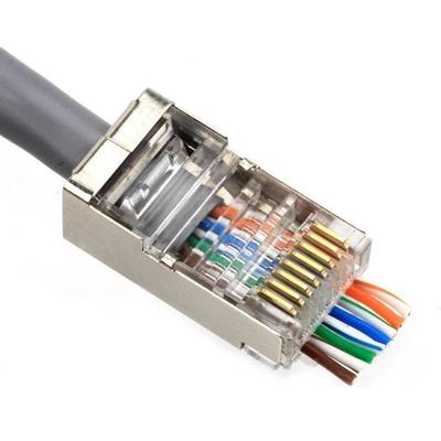 Cat6 RJ45 Stekkers met doorsteek - 10 stuks - metaal afgeschermd Cat6 RJ45 Stekkers met doorsteek - 10 stuks - metaal afgeschermd