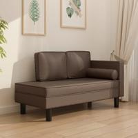 Chaise longue met kussens en bolster kunstleer bruin - thumbnail