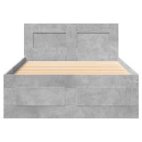 Bedframe met hoofdbord bewerkt hout betongrijs 75x190 cm - thumbnail