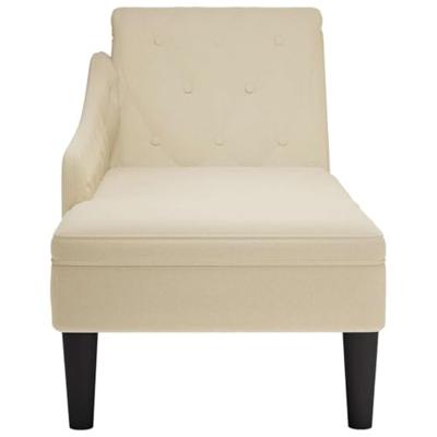 Chaise longue met kussen en rechterarmleuning stof crmekleurig