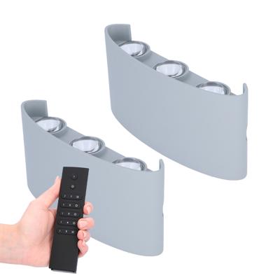 2x Tulsa LED Wandlamp - Dimbaar - Grijs - 6 Watt 280 lumen - 3000K warm wit - IP54 waterdicht - Up & Down light - Incl. dimmer met afstandsbediening