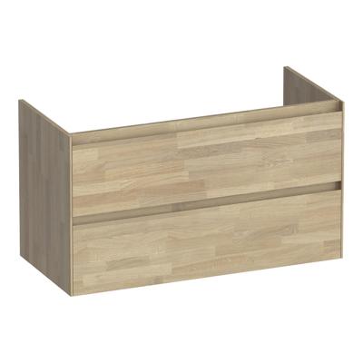 Brauer Inspire - Onderkast - 100 cm - met 2 Softclose Lades Greeploos en 1 Sifon Uitsparing - Vingerlas Eiken Grijs