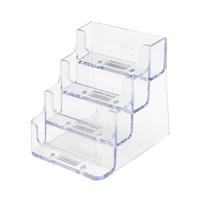 Deflecto Visitekaarthouder 4 opbergvakken, transparant - thumbnail