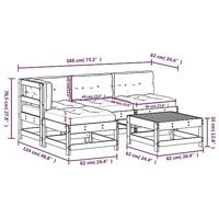 5-delige Loungeset met kussens massief douglashout - thumbnail