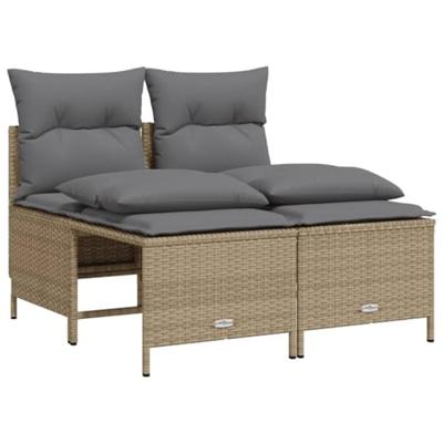 4-delige Loungeset met kussens poly rattan beige 4-delige Loungeset met kussens poly rattan beige