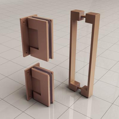 Wiesbaden Scharnierset + Hendel tbv Nisdeur Zonder Profiel Geborsteld Koper