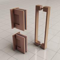 Wiesbaden Scharnierset + Hendel tbv Nisdeur Zonder Profiel Geborsteld Koper - thumbnail