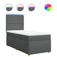 Boxspring met matras stof donkergrijs 90x190 cm - thumbnail