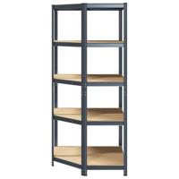 Hoekrek 5-laags staal en bewerkt hout antracietkleurig - thumbnail