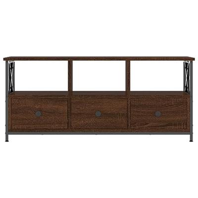 Tv-meubel 102x33x45 cm bewerkt hout en ijzer bruin eikenkleur