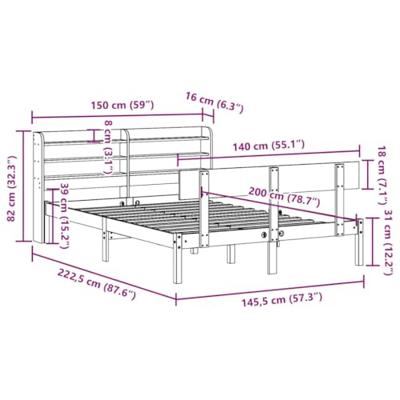 Bedframe zonder matras massief grenenhout 140x200 cm