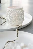 J-Line theelichthouder Geperforeerd - metaal - wit - thumbnail