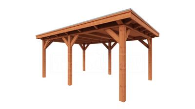 Trendhout Florence overkapping 545x425 cm Douglas blank- Plat dak- Onbehandeld lariks Douglas hout- Trendhout