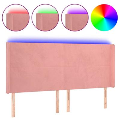 Hoofdbord LED 183x16x118/128 cm fluweel roze