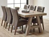 Rechthoekige eettafel YORKO 226 cm lichte kristal eik met A-poten - thumbnail