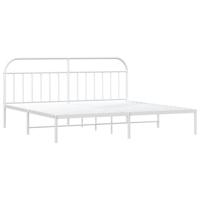 Bedframe met hoofdbord metaal wit 200x200 cm - thumbnail