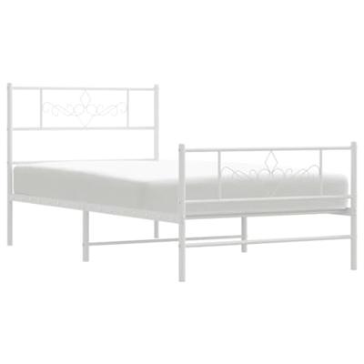 Bedframe met hoofd- en voeteneinde metaal wit 75x190 cm