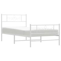 Bedframe met hoofd- en voeteneinde metaal wit 75x190 cm - thumbnail