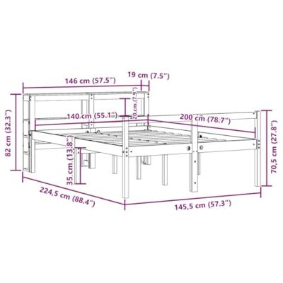 Seniorenbed met hoofdbord massief grenenhout 140x200 cm