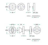 WC garnituur rond rvs mat/glans WC 8mm - thumbnail