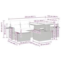 7-delige Loungeset met kussens poly rattan bruin - thumbnail