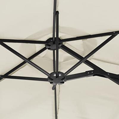 Parasol dubbel dak met LED 316x240 cm zandwit