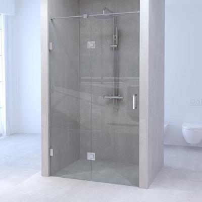 Brauer Void - Nisdeur - 2-Delig - Helder Glas - 180 x 200 cm - Omkeerbaar - met Draaideur 70 cm - Aan Glas - incl. Glascoating - Chroom