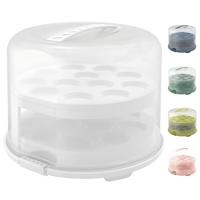 Rotho fresh taartdoos xl + cupcake-houders 35.5x34.5x26 cm wit/transparant - thumbnail