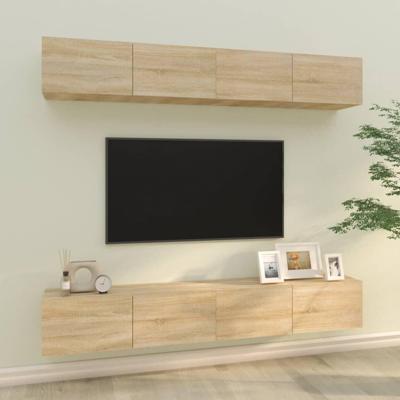 Tv-wandmeubels 4 st 100x30x30 cm sonoma eikenkleurig