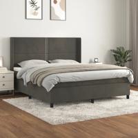 Boxspring met matras fluweel donkergrijs 180x200 cm - thumbnail