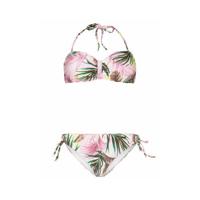 Protest strapless bandeau bikini Barbera met all over print wit/groen/roze - thumbnail