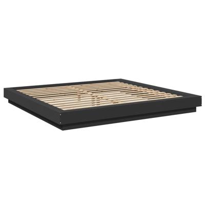Bedframe met LED-verlichting bewerkt hout zwart 200x200 cm