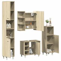 4-delige Badkamermeubelset bewerkt hout sonoma eikenkleurig - thumbnail