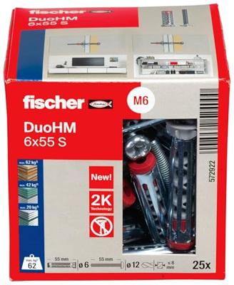 Fischer 572922 DuoHM 6x55 S PH PZ Hollewandplug 55 mm 25 stuk(s) Fischer 572922 DuoHM 6x55 S PH PZ Hollewandplug 55 mm 25 stuk(s)