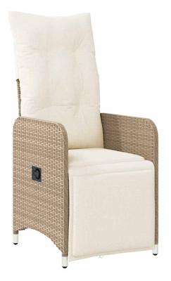 7-delige Bistroset met kussens poly rattan bruin