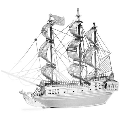 Eureka Metal earth pirate ship black pearl zilver editie - thumbnail