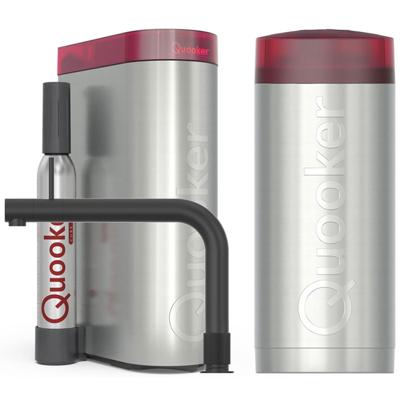 Quooker Front Keukenkraan Set - Kokend Warm- en Koud Water - Zwart - Inclusief COMBI+ Reservoir & CUBE - Direct Gekoeld Bruisend Water