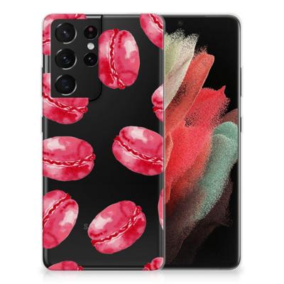 Samsung Galaxy S21 Ultra | Siliconen Case | Pink Macarons