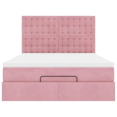 Ottoman bed met matrassen 140x200cm fluweel roze