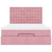 Ottoman bed met matrassen 140x200cm fluweel roze - thumbnail