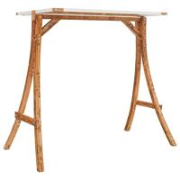VidaXL Schommelframe met crèmekleur dak gebogen hout met teakafwerking - thumbnail