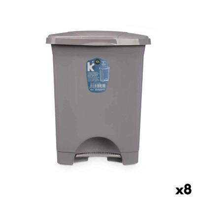 Pedaalemmer Grijs Plastic 10 L (8 Stuks)