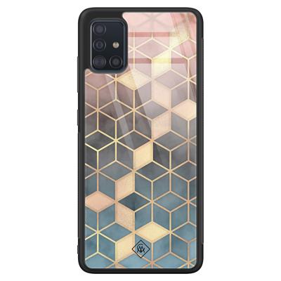 Samsung Galaxy A71 glazen hardcase - Cubes art