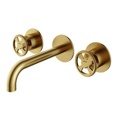 Wastafelmengkraan Hotbath Cobber @Work Inbouw 18 cm 3 Gats Geborsteld Messing PVD (excl. inbouwdeel)