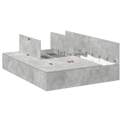 Bedframe met opslag Betongrijs 200 x 150 x 31.5 cm Bewerkt hout