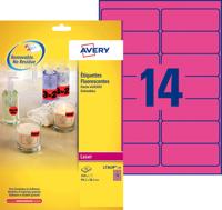 Etiket avery l7363p-25 99.1x38.1mm roze 340st - thumbnail