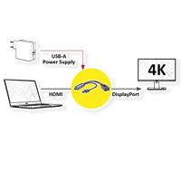 ROLINE 4K HDMI/DisplayPort Adapter, v1.2, HDMI Male - DP Female, Actief - thumbnail
