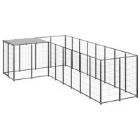 Hondenkennel 6,05 m² staal zwart - thumbnail